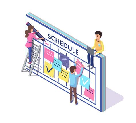 Schedule Planning People Creating Of Timetable Stock Vector
