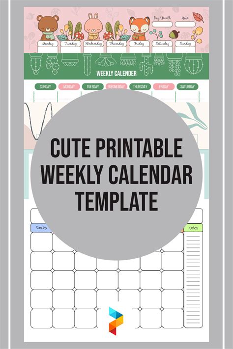 8 Best Cute Printable Weekly Calendar Template