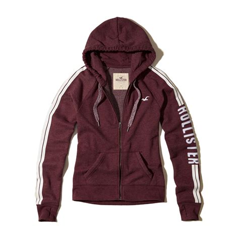 Hollister Graphic Full Zip Hoodie In Red Lyst