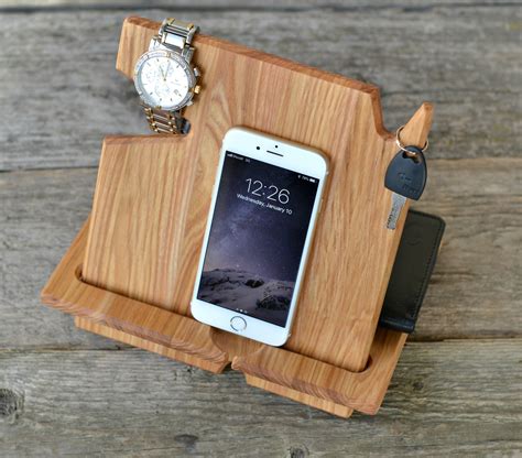 Buy Wood Phone Docking Natural Ash Station With Key Holder Wallet