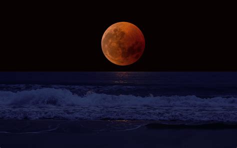 1920x1200 Resolution Orange Moon Near The Horizon 1200p Wallpaper