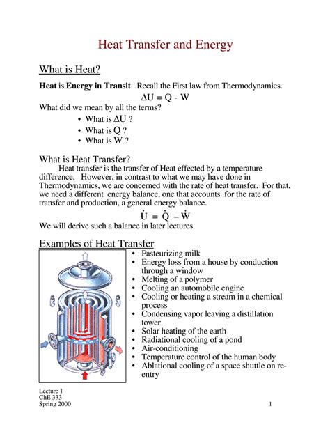 Heat Transfer Lecture Notes 1 Lecture 1 Che 333 Heat Transfer And