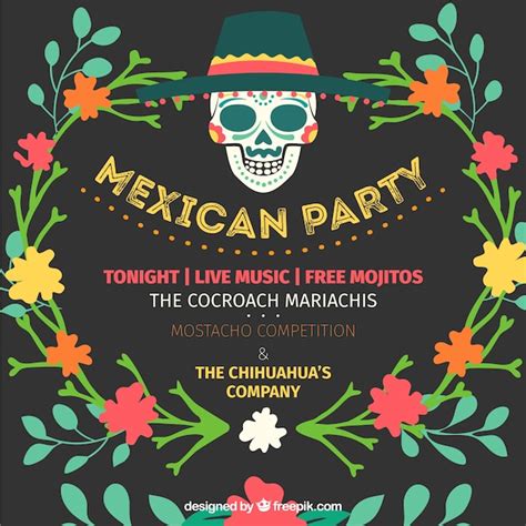 Free Vector Mexican Party Invitation