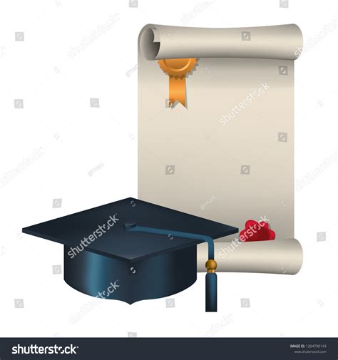 Graduation Certificate Hat Isolated Icon Stock Vector Royalty Free