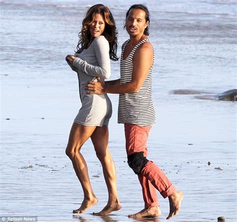 brooke burke frolics on malibu beach in her underwear for lucky cameraman daily mail online