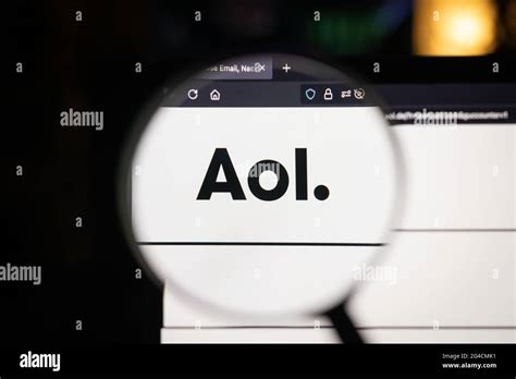 Aol Company Logo On A Website Seen On A Computer Screen Through A