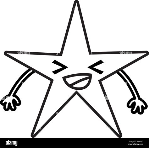 Line Happy Shiny Star Kawaii Cartoon Stock Vector Image And Art Alamy