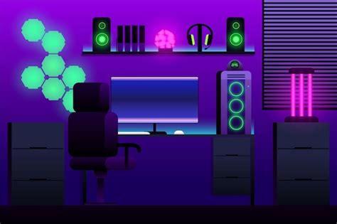 Free Vector Organic Flat Gamer Room Illustrated