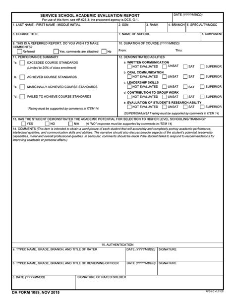 Da Form 1059 Fill Out Sign Online And Download Fillable Pdf