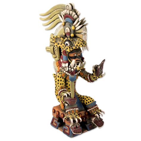 Aztec Tezcatlipoca Jaguar Signed Ceramic Sculpture Tezcatlipoca As A