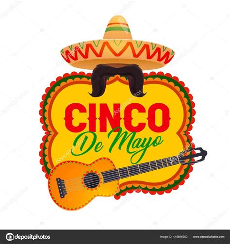Cinco Mayo Vector Icon Mexican Symbols Sombrero Mustaches Guitar