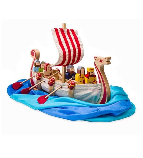 Wooden Viking Ship Play Set Viking Ship Playset Pirate Toys