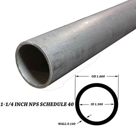 304 Stainless Steel Pipe 1 14 Inch Nps 48 Inches Long Schedule 40s