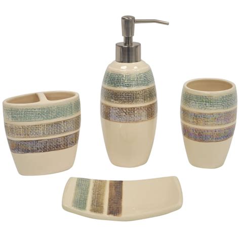 Bathroom accessories complete any shower, tub surround or bath installation. Shop Rayan Beige-pinstriped Boutique Ceramic Bath ...