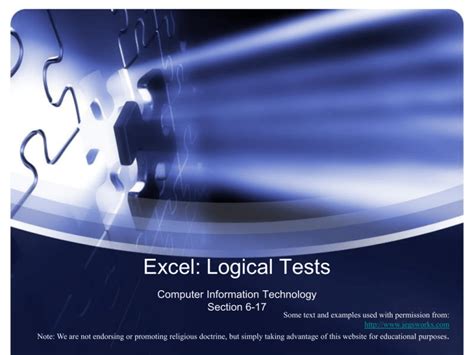 Excel Logical Tests