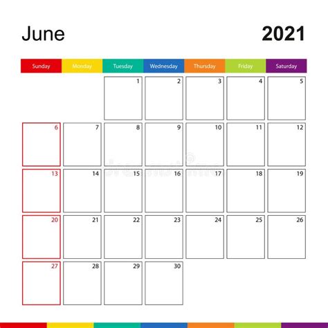 Giugno Giugno 2021 Calendario Mensile Del Cuscinetto Di Scrivania Di