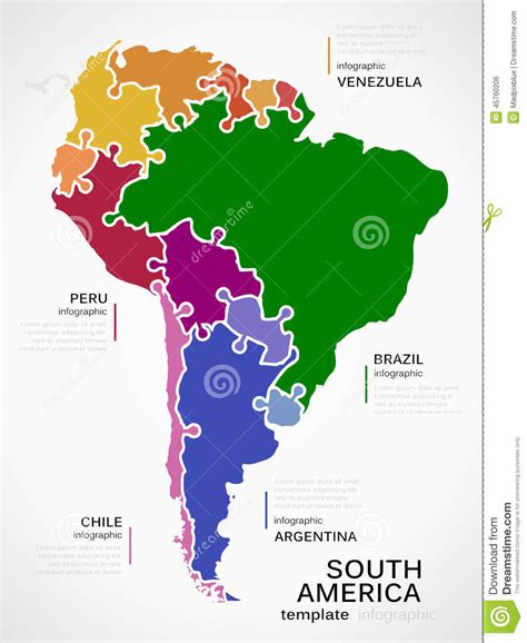 Map Of South America Stock Vector Illustration Of Puzzle 45760206
