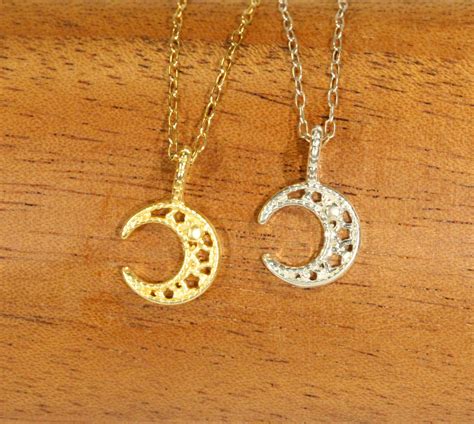 Moon Necklace Crescent Moon Jewelry Celestial Necklace Tiny Gold