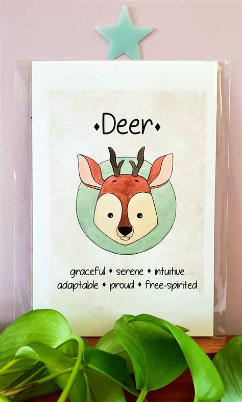 Deer Spirit Animal Art Print Etsy