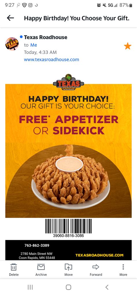 Free Appetizer Or Sidekick Texas Roadhouse For Your Birthday