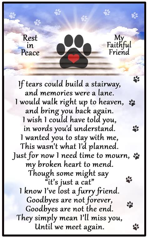 Cat RIP Goodbyes Pawprint, Cat Loss, Remembrance, Sympathy, Condolences