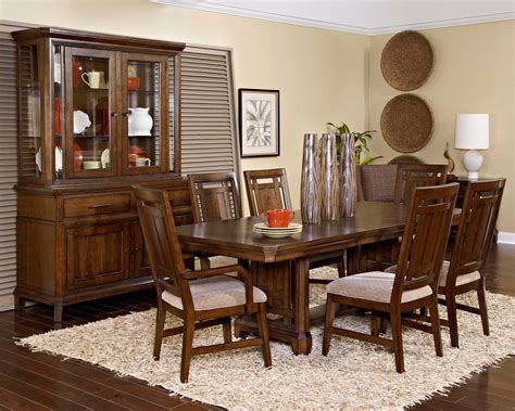 Gorgeous lounge room setting with comfy recliners. Broyhill Estes Park 7Pc Rectangular Trestle Dining Set in ...