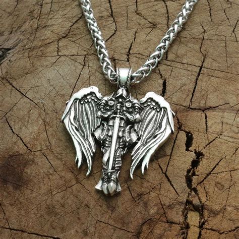 Cross Wings Pendant Pagan Talisman Ancient Silver Men Neckalce With
