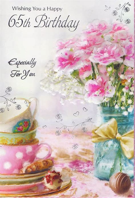Wishing You A Happy 65th Birthday Pink And White Floral Birthday Card