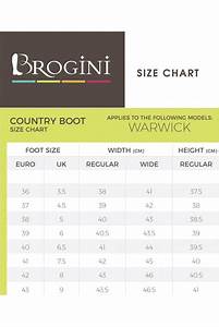 Brogini Warwick Country Boot Size Chart