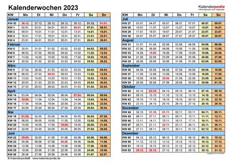 Kalenderwochen 2023 Mit Vorlagen Für Excel Word And Pdf