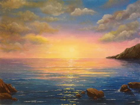 Sunset Seascape Paintings Sunrise Painting Landscape Paintings