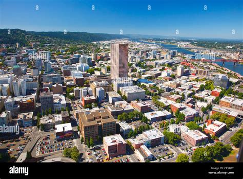 Aerial View Of Portland Portland Oregon United States Of America Stock