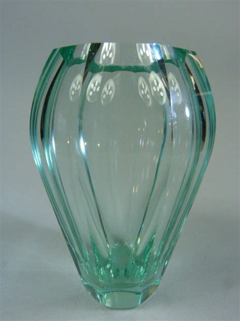20th Century Green Moser Glass Vase Approx 6cm Tall