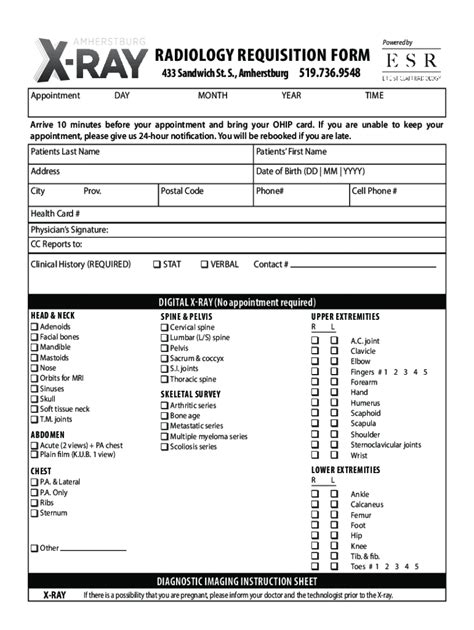 Fillable Online Radiology Requisition Form Fax Email Print Pdffiller