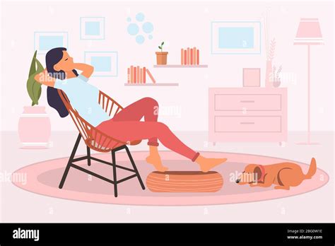 Woman Pet Illustration Sofa Cartoon Stock Vektorgrafiken Kaufen Alamy