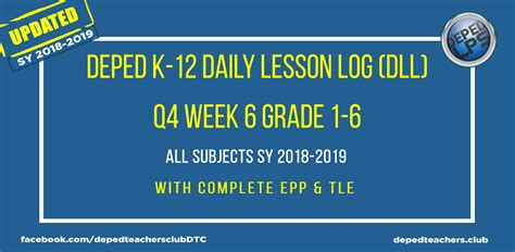 Download Deped K Daily Lesson Log Dll Q Week Grade All Subjects Sy