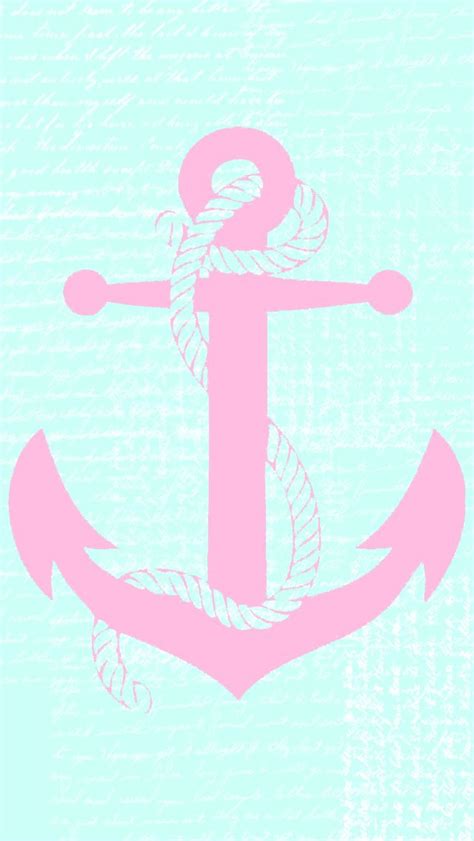 Pastel Mint Aqua Pink Anchor Iphone Phone Wallpaper