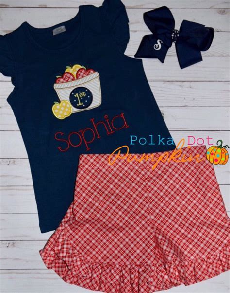 Back To School Outfit First Day Of School Apple Shirt Preschool