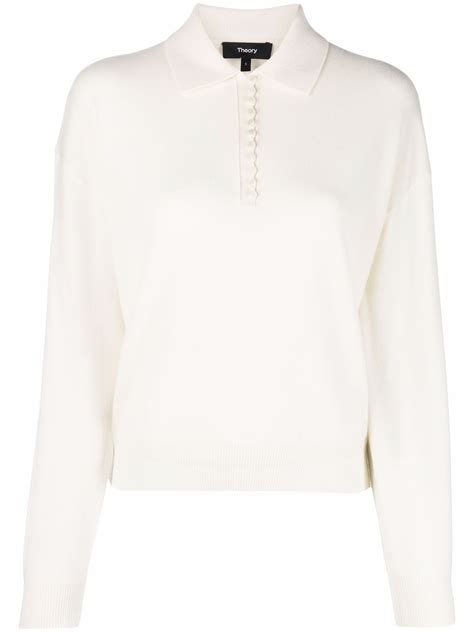 Theory Cashmere Knit Polo Shirt In Nude Modesens