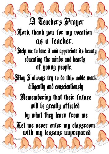 A Teachers Prayer Poster By Jinkydabon Teaching Resources Tes