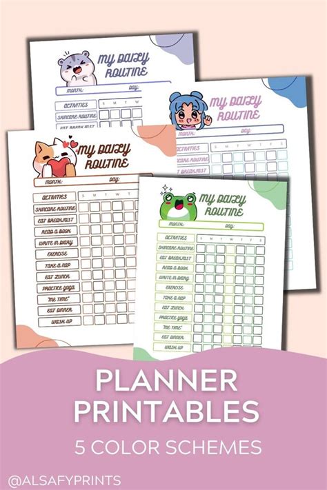 Weekly Planner Printable Kawaii Planner Digital Kawaii Cute Etsy