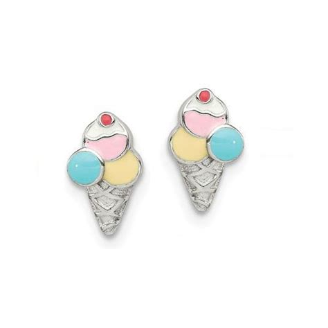 Ice Cream Cone Stud Earrings Sterling Silver