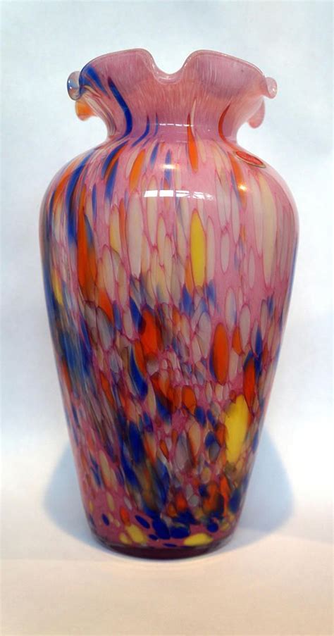 Pink Italian Murano Vase With Multiple Colors And Floriated Murano Pink Etsy