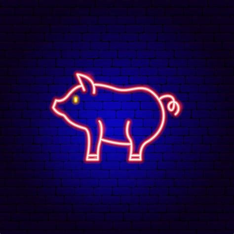 Premium Vector Pig Pork Neon Sign Vector Illustration Of Animal
