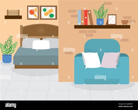 Comfy House Bed Room With Sofa Stock Vector Image And Art Alamy