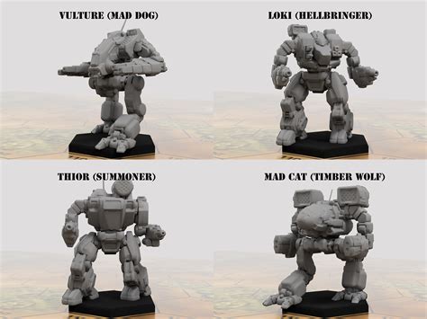 Battletech Miniatures Tro 3050 Clan Mechs Mwo Style 3d Etsy Canada