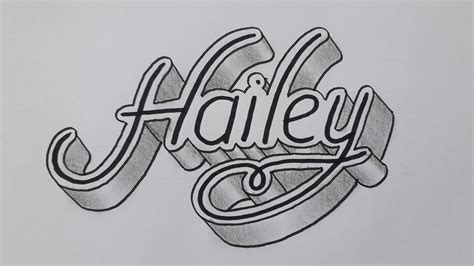 How To Draw 3d Calligraphy Name Hailey Easy For Beginners Drawing Art
