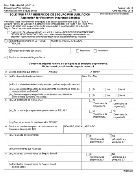 Formulario Ssa 1 Bk Sp Fill Out Sign Online And Download Printable
