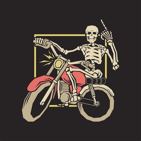 Premium Vector Retro Illustration Of Skeleton Riding A Motorcycle