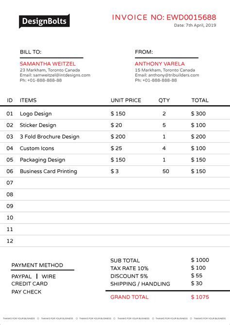 5 Free Business Invoice Design Template Samples In Ai Format Designbolts